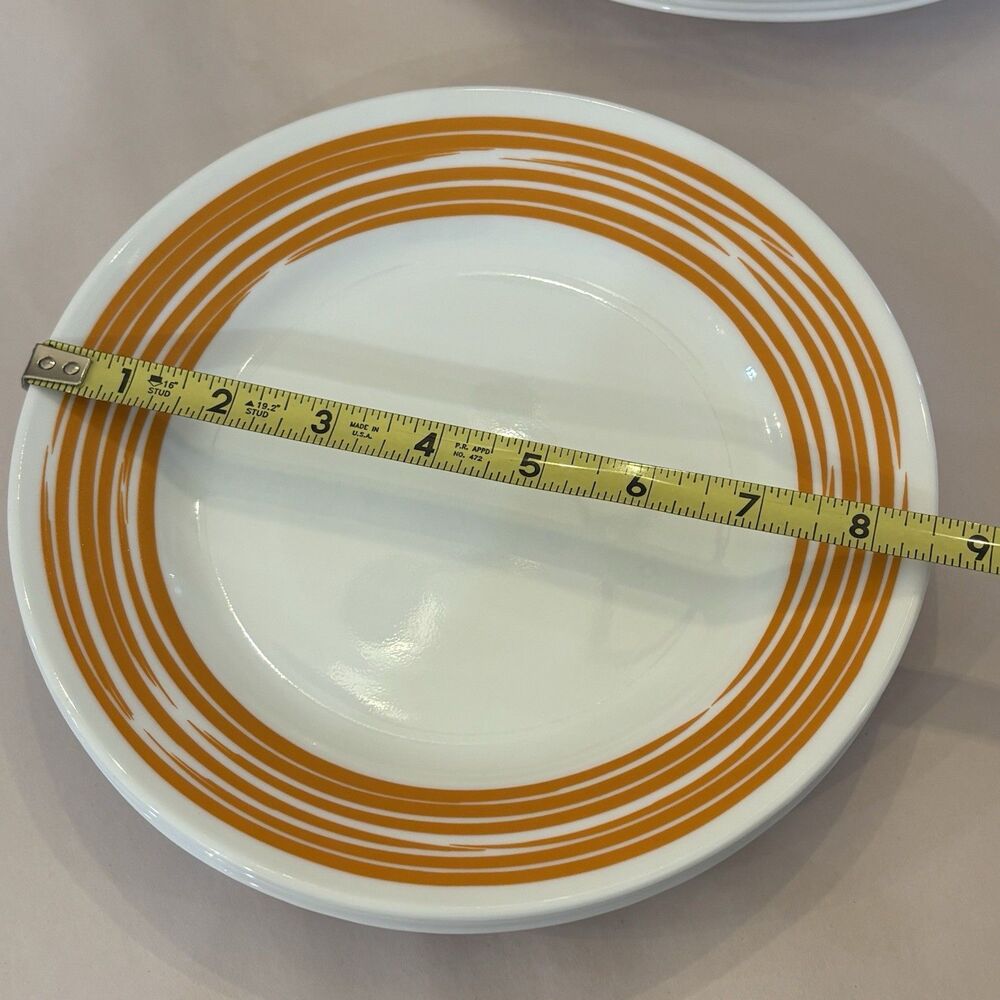 Corelle Strokes Of Color 4 Dinner Plates + 4 Luncheons Tangerine Discontinued - Picture 7 of 12